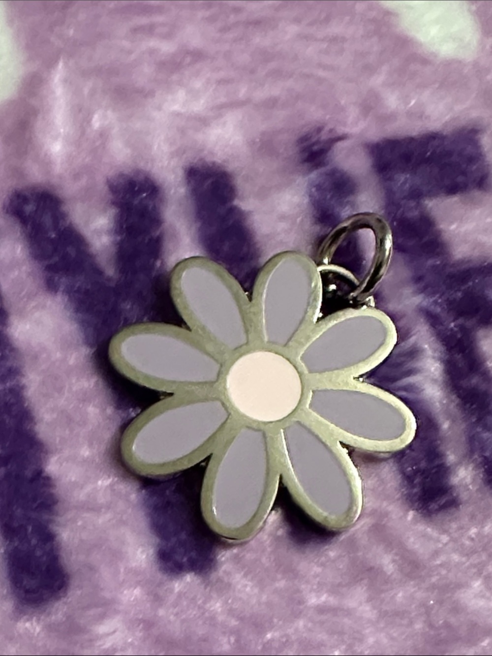 Coach Lavender Daisy Enamel Charm Pendant with unbranded stainless steel chain